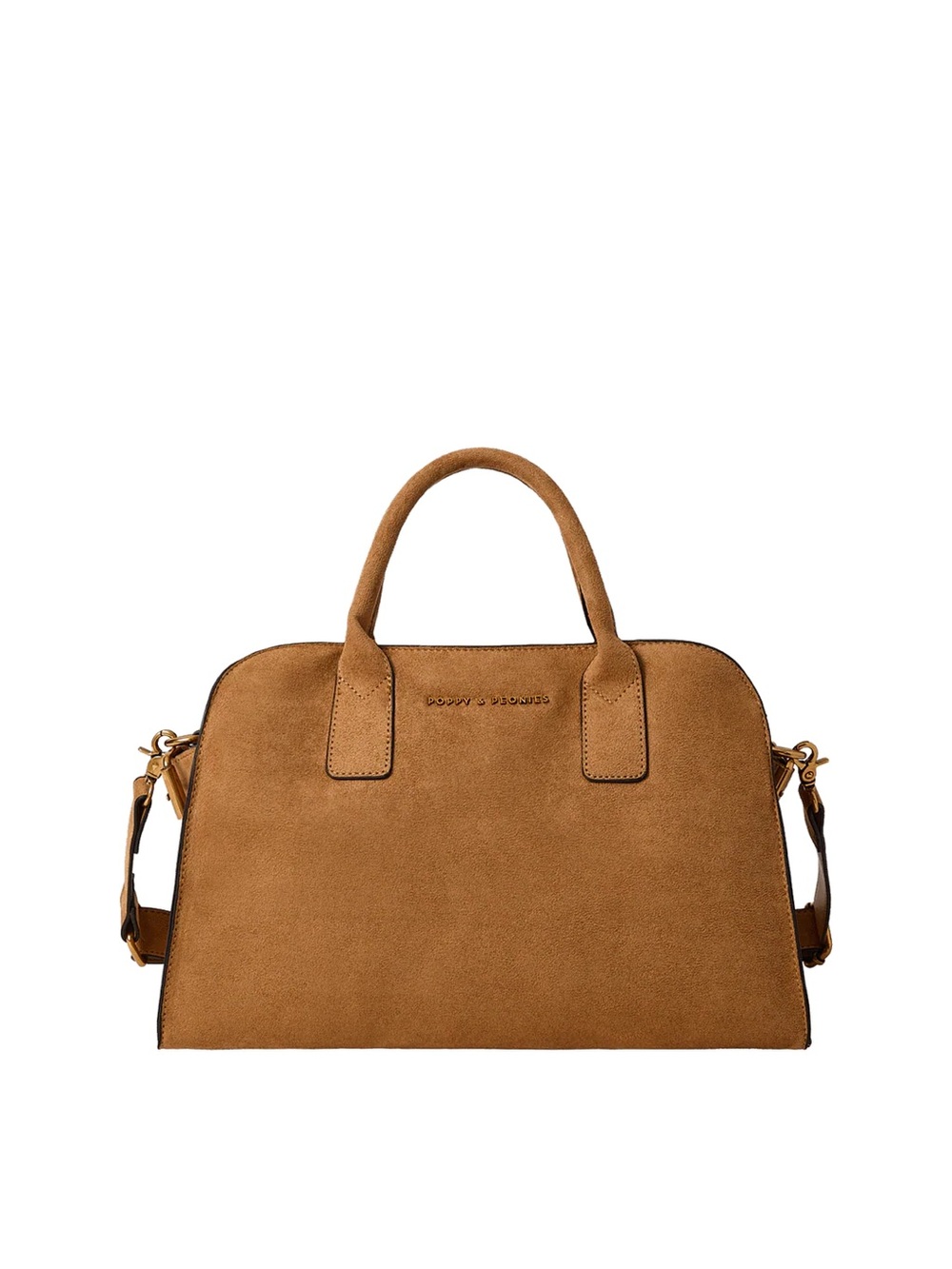 Poppy and Peonies Mini Uptown Tote Cognac Suede
